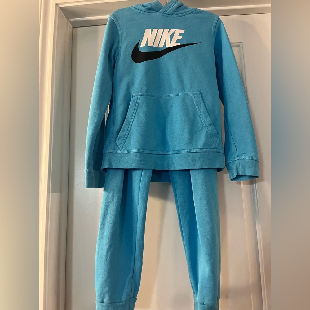 Nike Sky Blue Tracksuit with Orange Logo